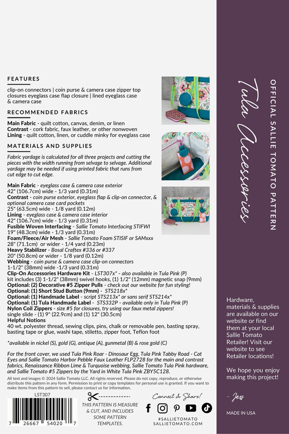 Tula Clip-On Accessories Pattern by Sallie Tomato