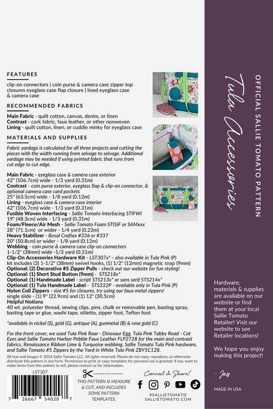 Tula Clip-On Accessories Pattern by Sallie Tomato