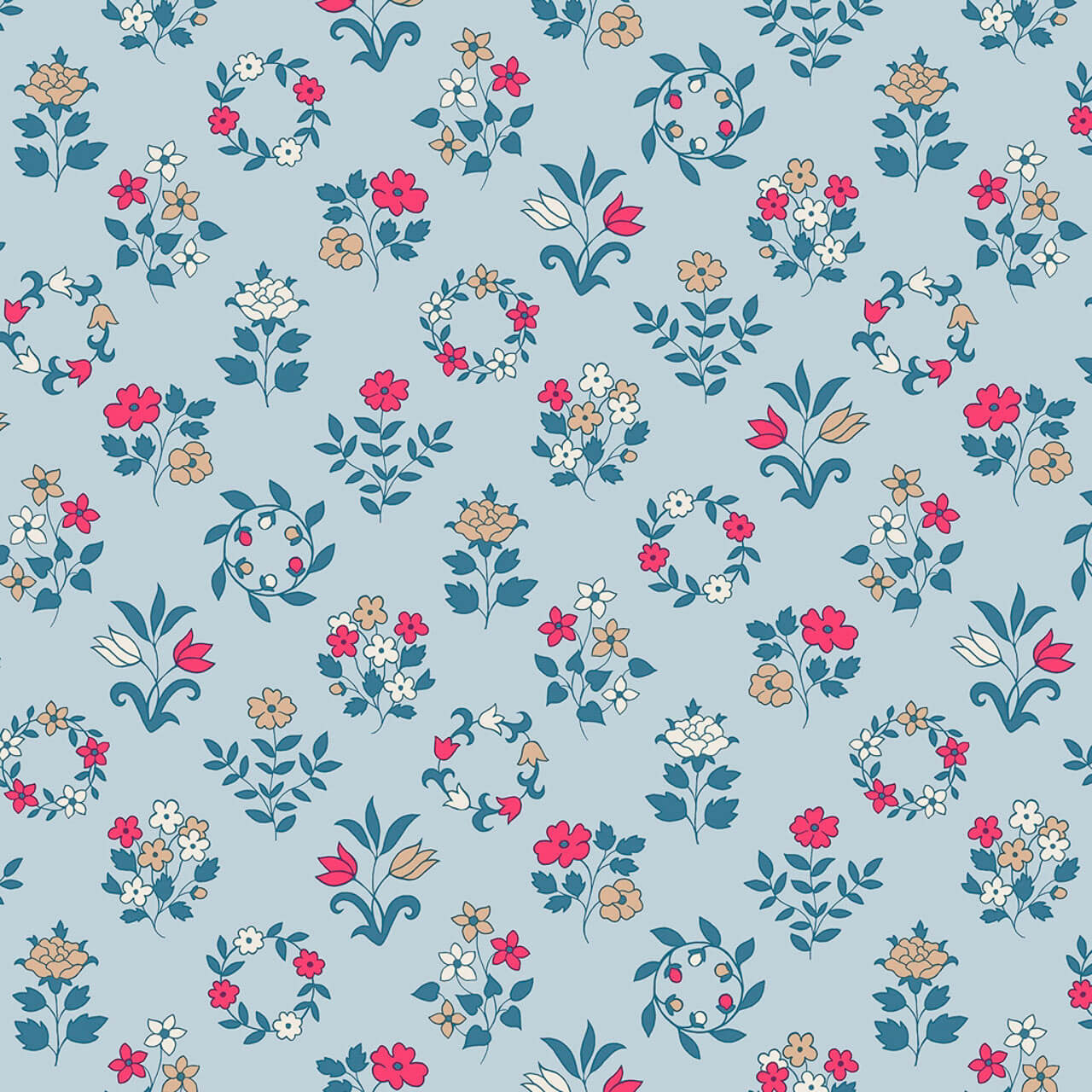 Liberty Craft Garden - Mary’s Embroidery on Blue