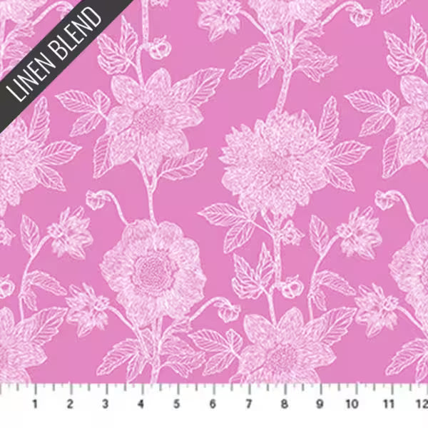 Silhouette by Anna Maria Textiles  - Stitched Dahlia in Fuchsia