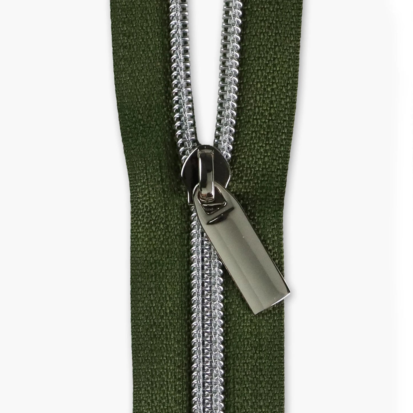 Fern #5 Nylon Nickel Coil Zippers: 3 Yards With 9 Pulls by Sallie Tomato