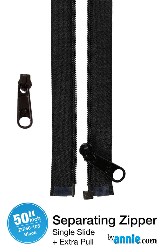 50in Separating Zipper and Extra Slide Black - ByAnnie