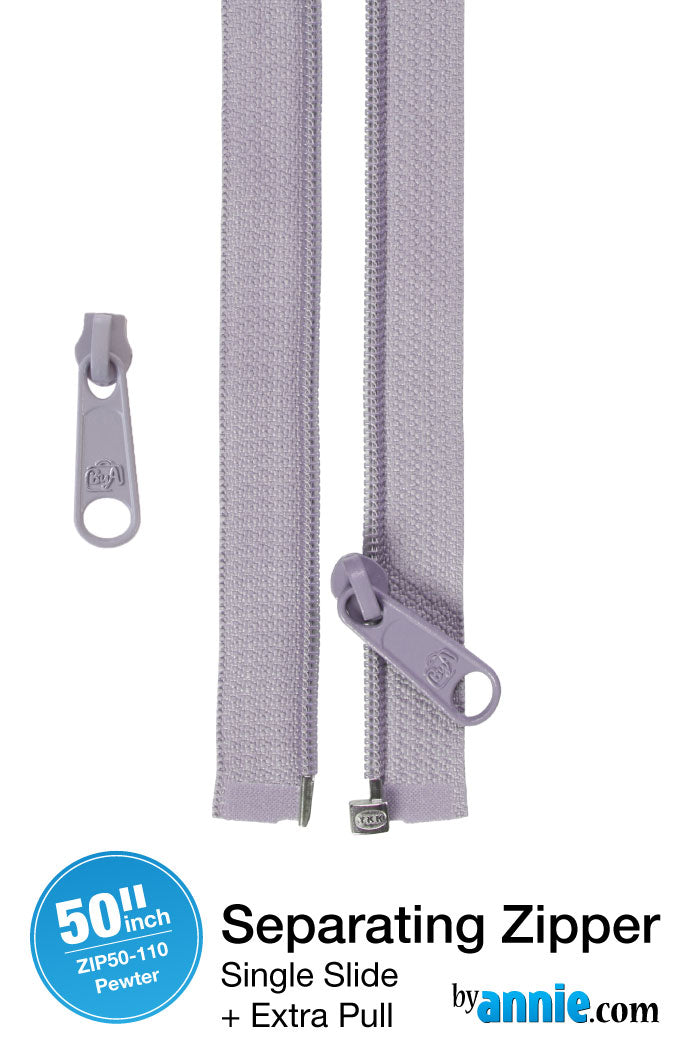 50in Separating Zipper and Extra Slide Pewter - ByAnnie