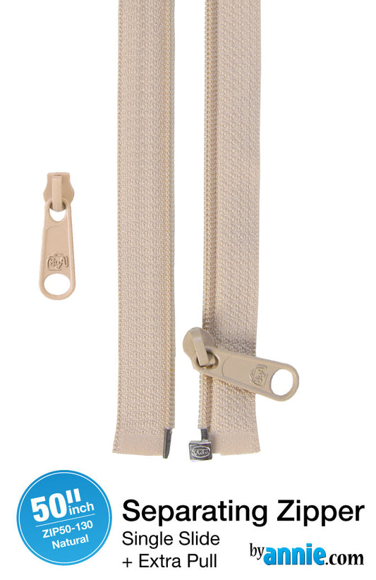 50in Separating Zipper and Extra Slide Natural - ByAnnie