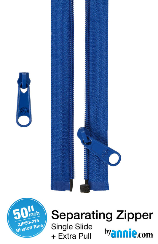 50in Separating Zipper and Extra Slide Blastoff Blue - ByAnnie