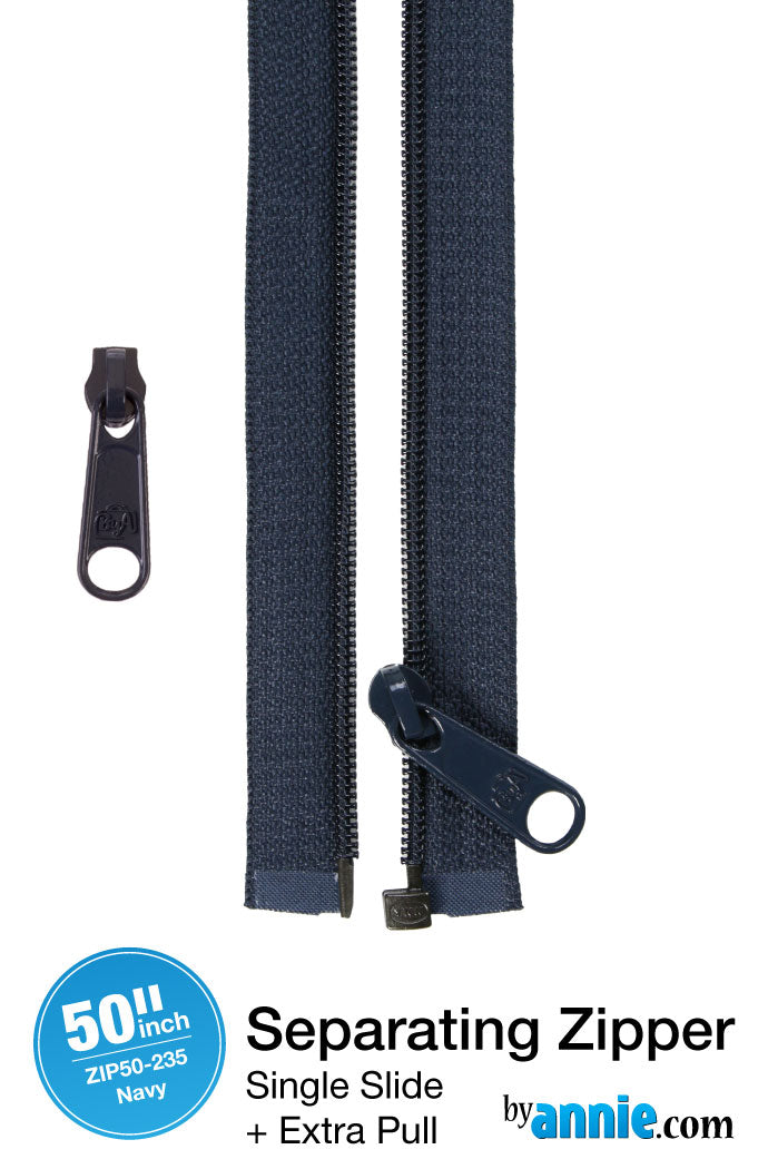 50in Separating Zipper and Extra Slide Navy Blue - ByAnnie