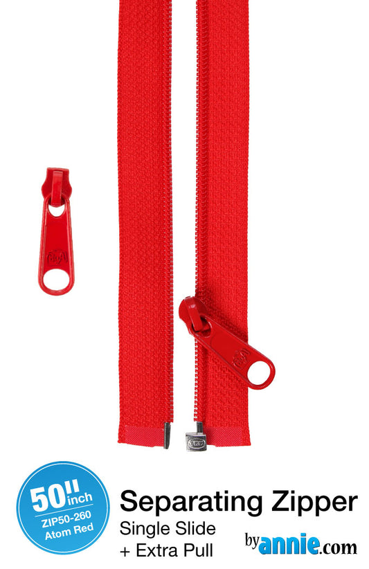 50in Separating Zipper and Extra Slide Atom Red - ByAnnie
