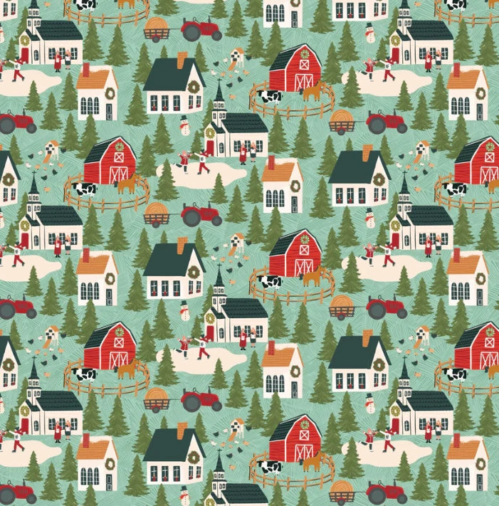 Prairie Christmas by Poppie Cotton - A Winter Scene Teal image 0