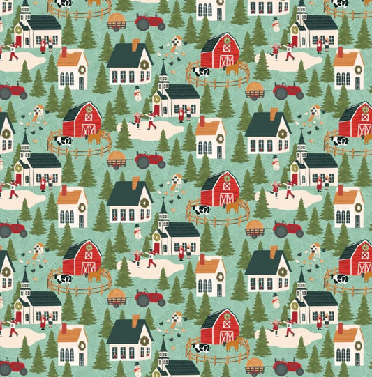 Prairie Christmas by Poppie Cotton - A Winter Scene Teal image 0