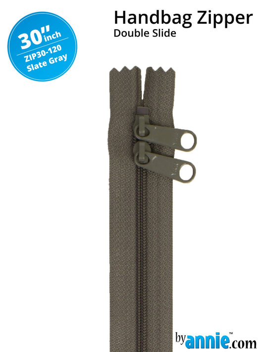 30" Handbag Zippers Double Slide - Slate Gray image 0