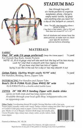 Aunties Two Stadium Bag Pattern image 1