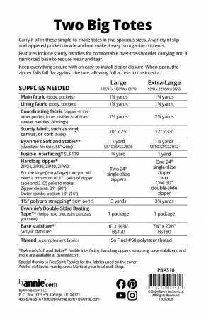 NEW - Two Big Totes - ByAnnie Pattern image 1