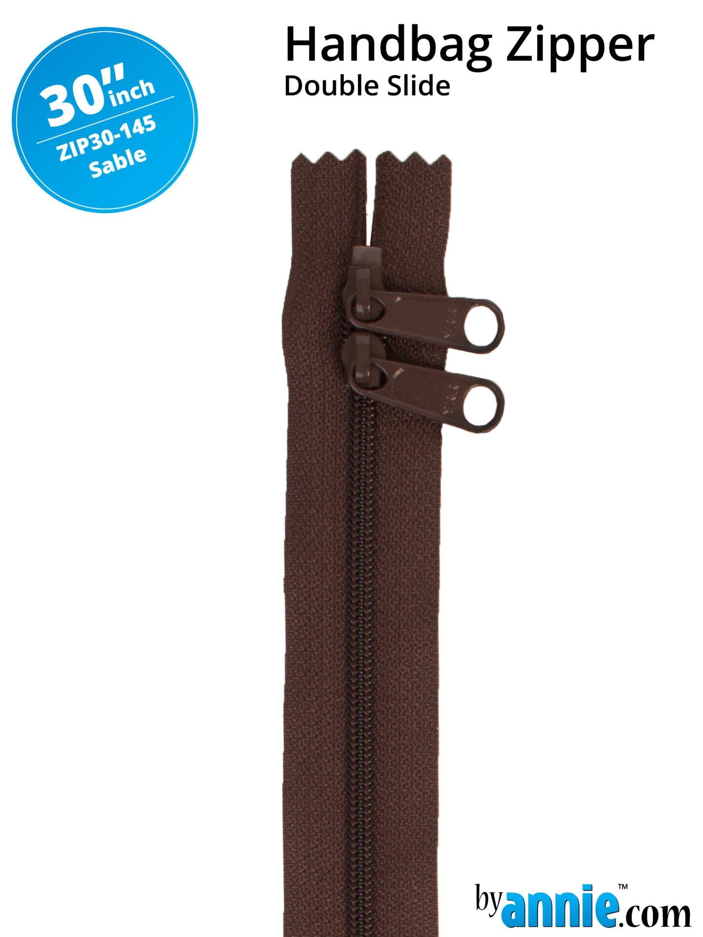 30" Handbag Zippers Double Slide - Sable image 0