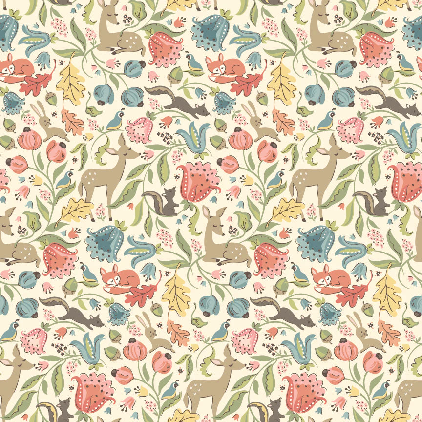 Wildwood Dwellings by Poppie Cotton - Deer Meadow Cream image 0