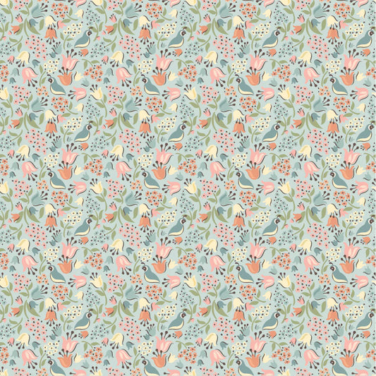 Wildwood Dwellings by Poppie Cotton - Quail Hollow Light Teal image 0