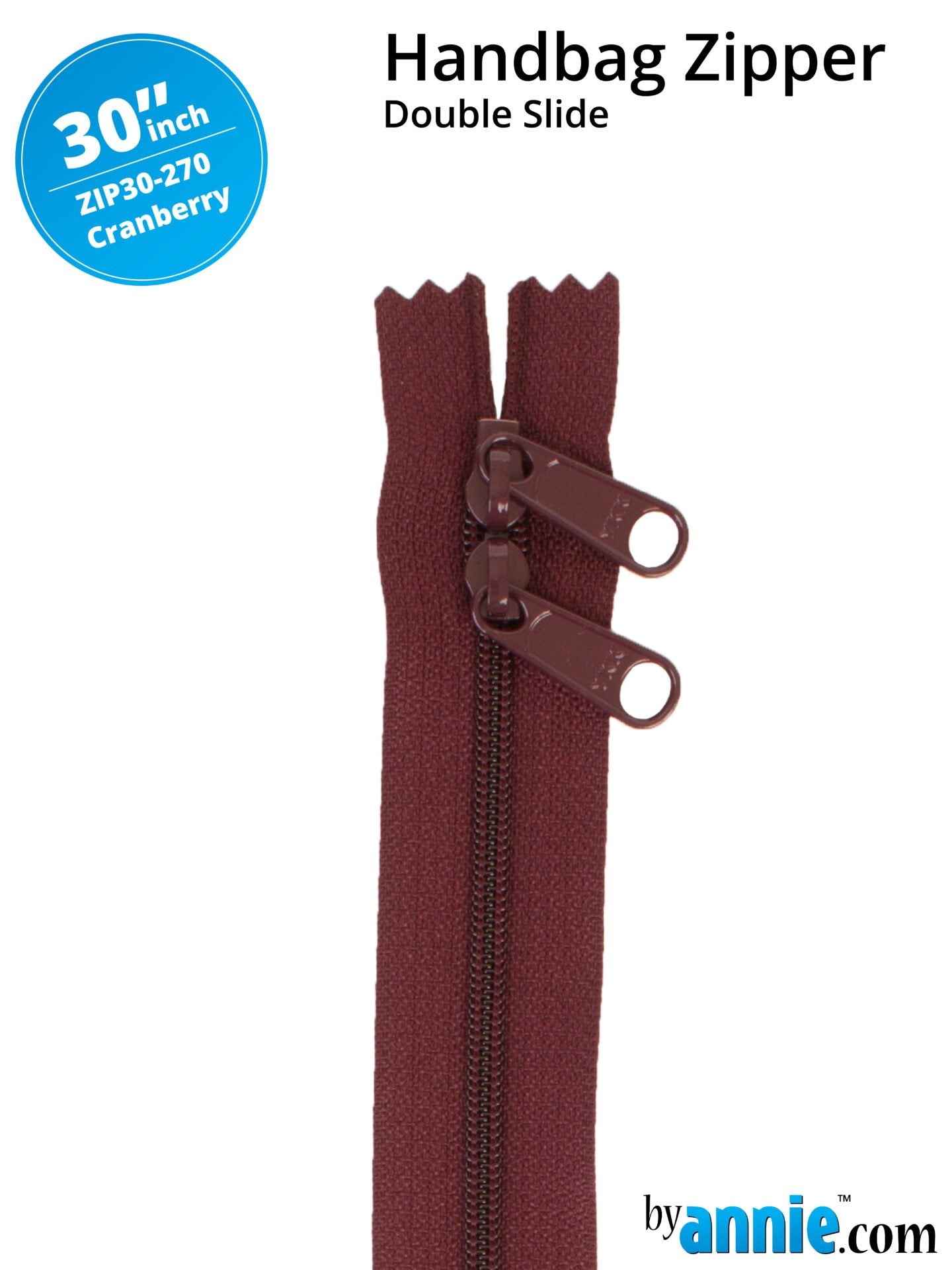 30" Handbag Zippers Double Slide - Cranberry image 0