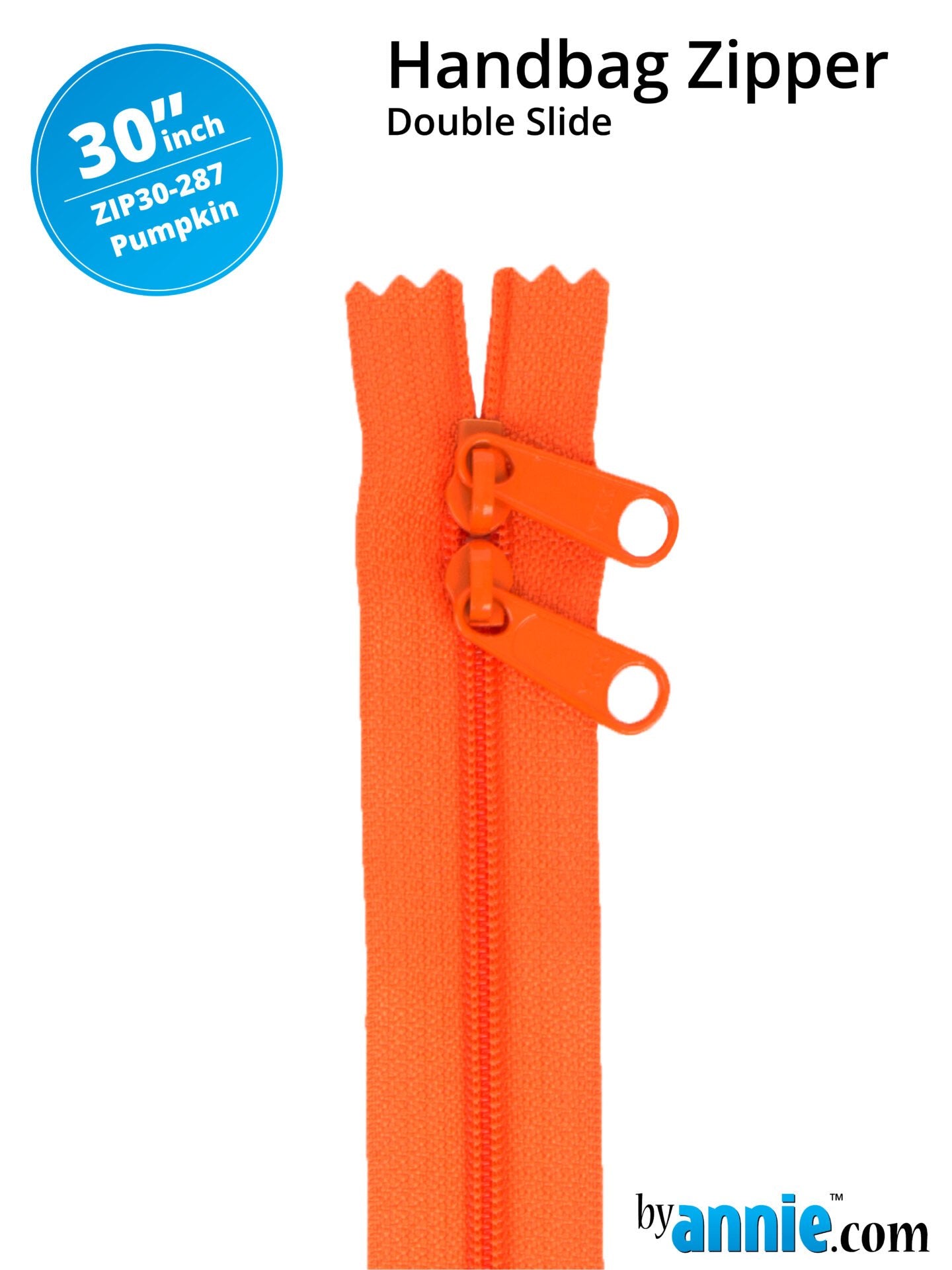 30" Handbag Zippers Double Slide - Pumpkin image 0