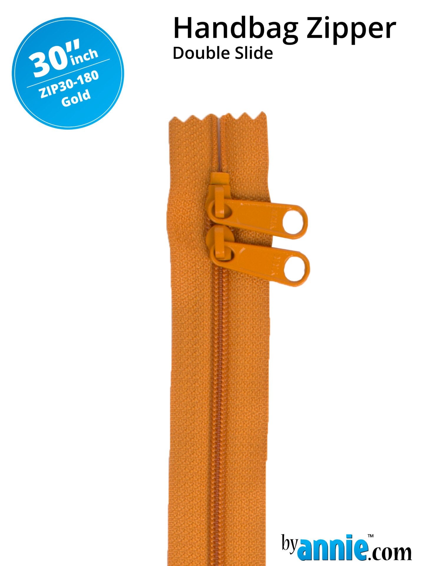 30" Handbag Zippers Double Slide - Gold image 0
