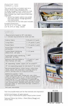 Makers Tote Pattern by Noodlehead image 1