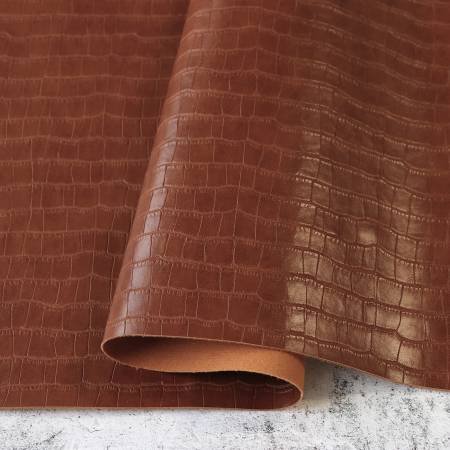 Saddle Brown Faux Crocodile Leather 1/2yds- Bag making by Sallie Tomato image 0