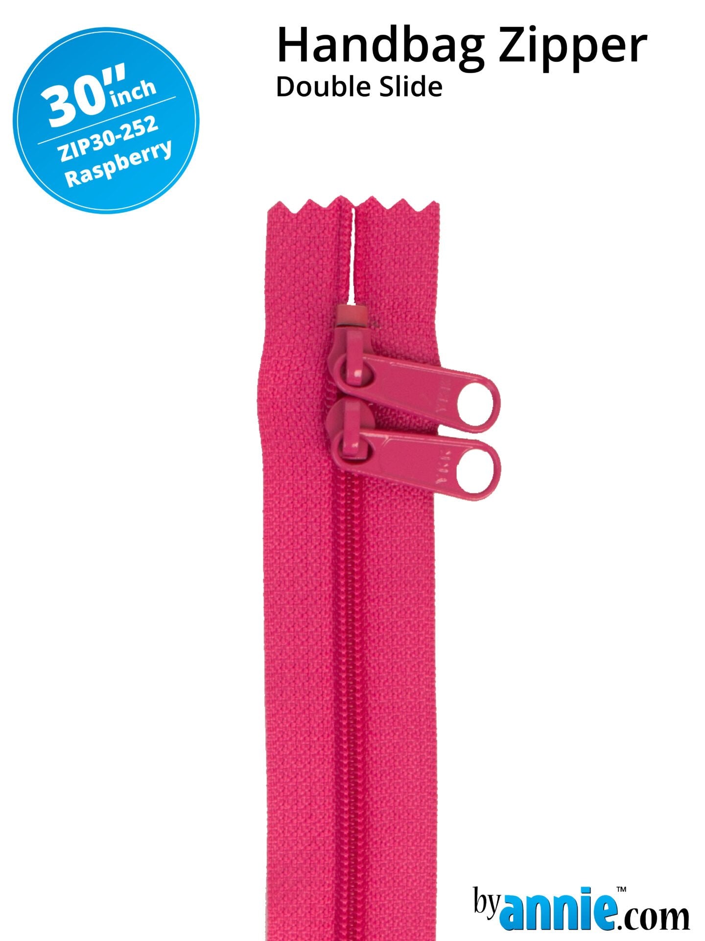 30" Handbag Zippers Double Slide - Raspberry image 0