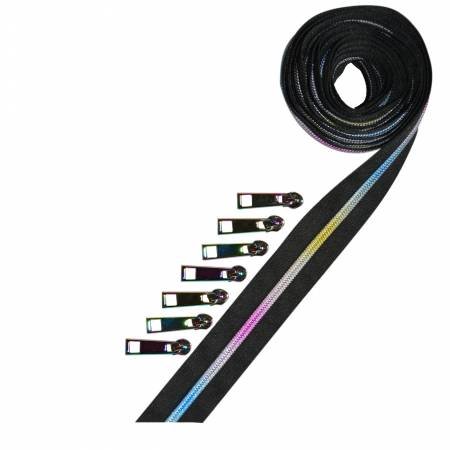 Decorating Diva Metallic Zipper Rainbow Coil Black Tape 2.5yds image 0
