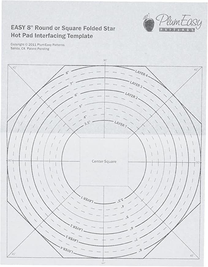 Plum Easy Folded Star Hot Pad Interfacing Template - Panel of 4 image 0