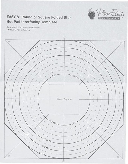 Plum Easy Folded Star Hot Pad Interfacing Template - Panel of 4 image 0