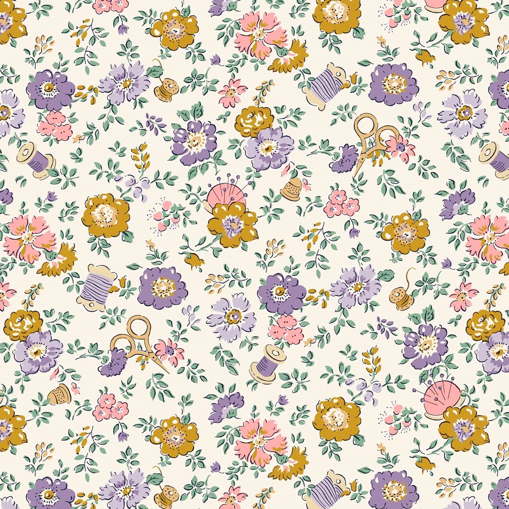 Liberty Tudor Celebration - Haberdashery Floral - Lavendar image 0