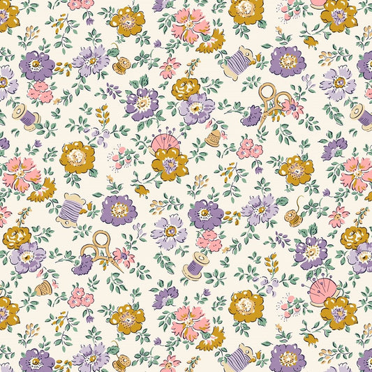Liberty Tudor Celebration - Haberdashery Floral - Lavendar image 0