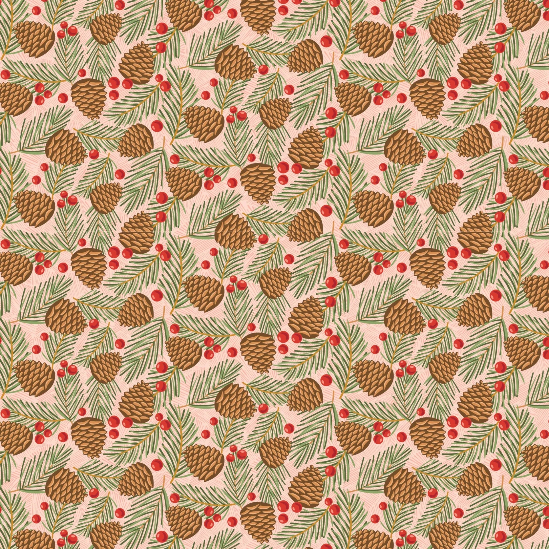 Prairie Christmas by Poppie Cotton - Traditional Pine Cones Natural image 0