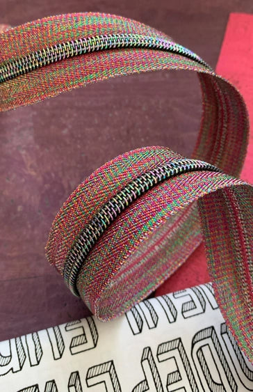 Sassafras Lane Zipper Colourful Zipper Tape with Iridescent Teeth