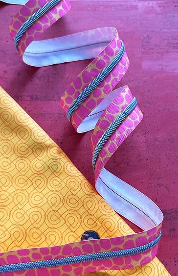 Sassafras Lane Zipper Pink Pebble Zipper Tape with Nickel Teeth