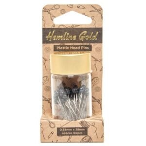 Hemline Gold Plastic Head Pins, Black