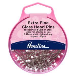 Hemline Glass Head Pins - Extra Fine 100 pieces