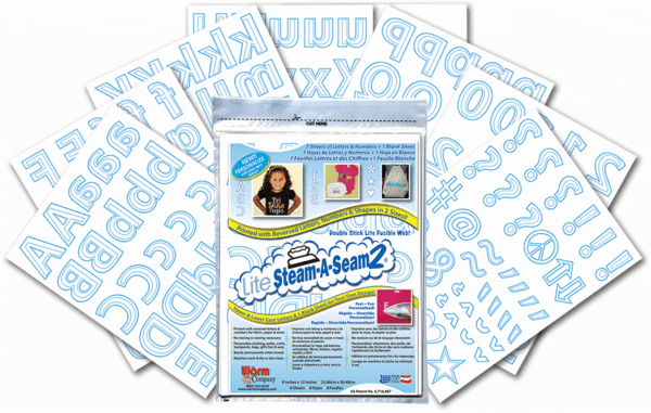 Steam-a-Seam Lite - 7 sheets with printed letters/numbers