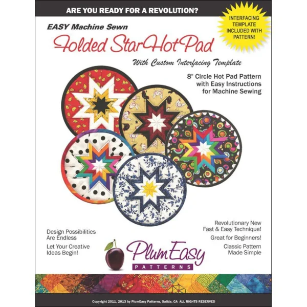 Plum Easy 8" Folded Star Hot Pad Pattern - Round