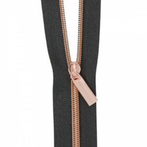 Sallie Tomato 3YD Zipper - Black/Rose Gold