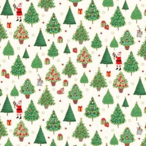 Makower Merry Christmas - Trees Cream