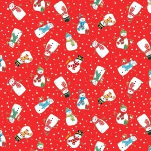 Makower Merry Christmas - Snowmen Red