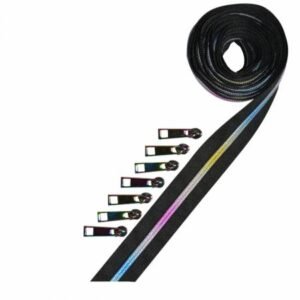 Decorating Diva Metallic Zipper Rainbow Coil Black Tape 2.5yds