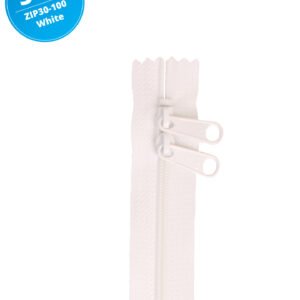 30" Handbag Zippers Double Slide - White