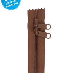 30" Handbag Zippers Double Slide - Seal Brown