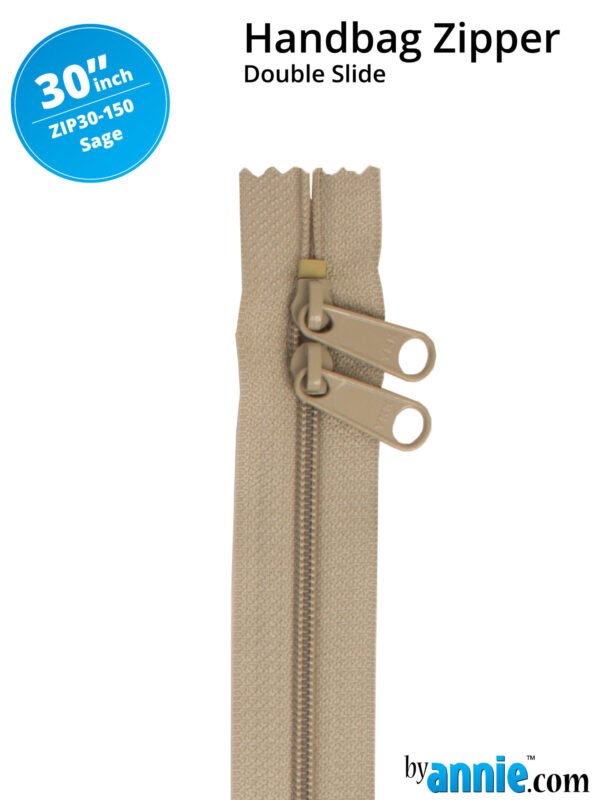 30" Handbag Zippers Double Slide - Sage