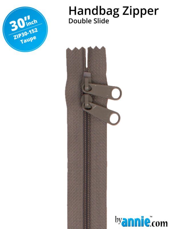 30" Handbag Zippers Double Slide - Taupe