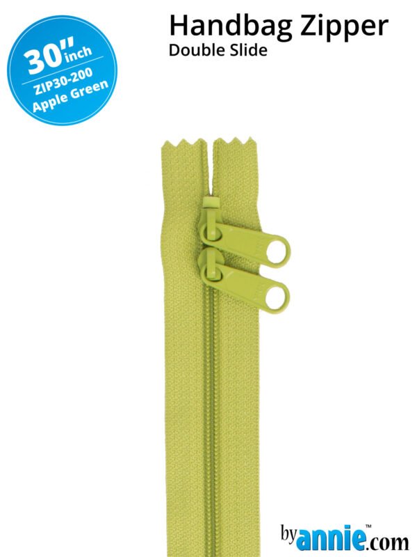 30" Handbag Zippers Double Slide - Apple Green