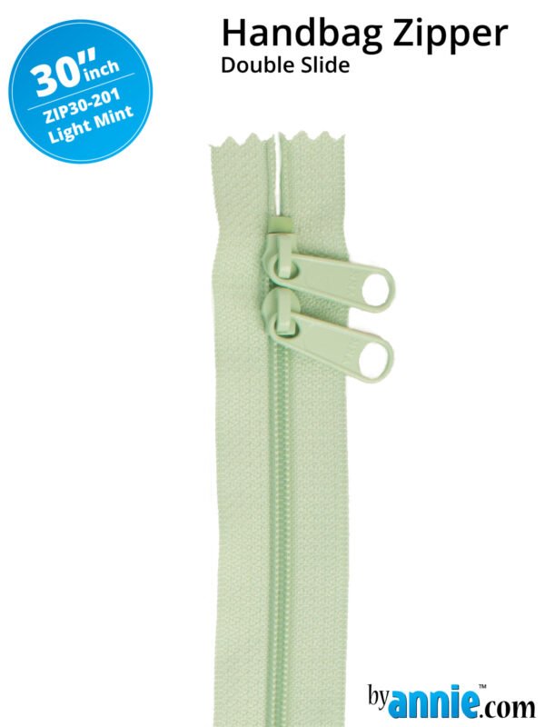 30" Handbag Zippers Double Slide - Light Mint