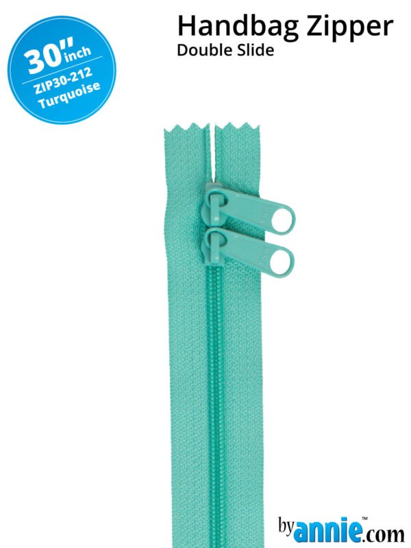 30" Handbag Zippers Double Slide - Turquoise