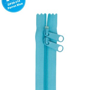 30" Handbag Zippers Double Slide - Parrot Blue