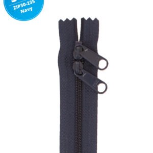 30" Handbag Zippers Double Slide - Navy